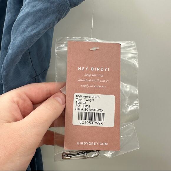 Birdy Grey Cindy Chiffon Wrap Maxi Bridesmaid Dress in Twilight Sz 2X NEW - Picture 8 of 9